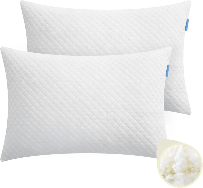 CHOC CHICK Memory Foam Toddler Pillow Pack of 2,20X14' Kids Pillow with Machine Washable Pillowcase Rayon Derived from Bamboo,Adjustable Height Toddler Pillows for Sleeping 2-6 Years Old(White) - Image 1